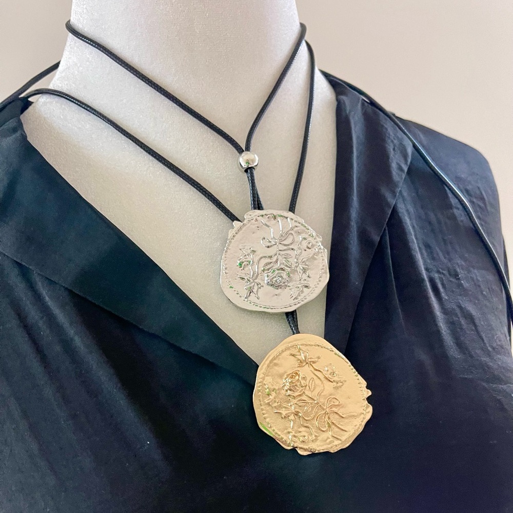 Gold and Silver Pendant Necklace Set